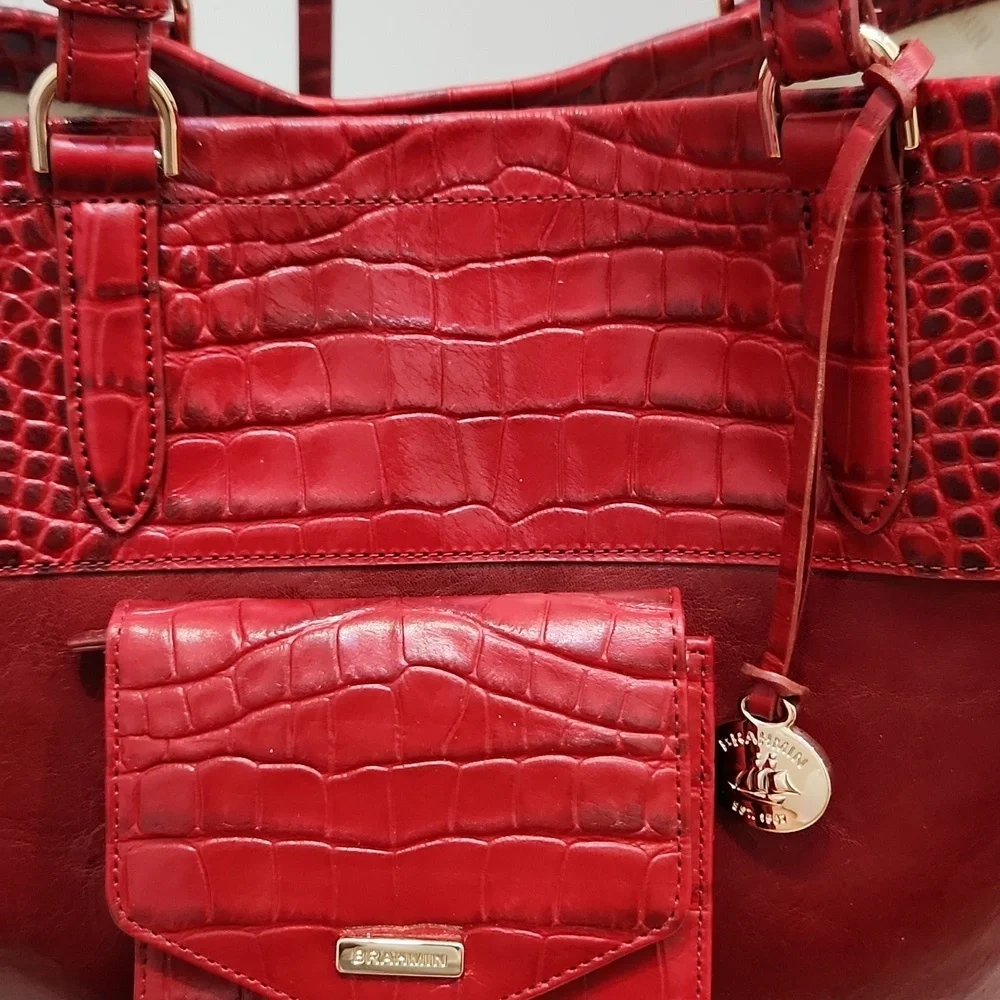 ❤️▪️BRAHMIN▪️ Tansey Chili Laurence Tote - Genuine Leather Wallet Set Bundle